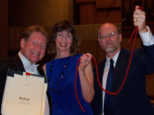 Conductor Jeffrey Scott Doebler, soprano Beth Ray Westlund, and composer Jesse Ayers at the premiere of Ayers' work "Rahab"